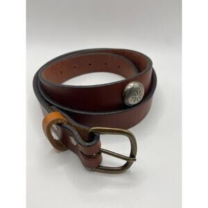 Leather western belt with silver conchos